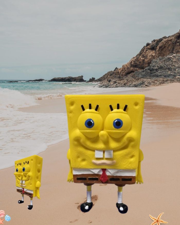 3D Printed Cartoon Figurine – Sponge Bob on the Beach