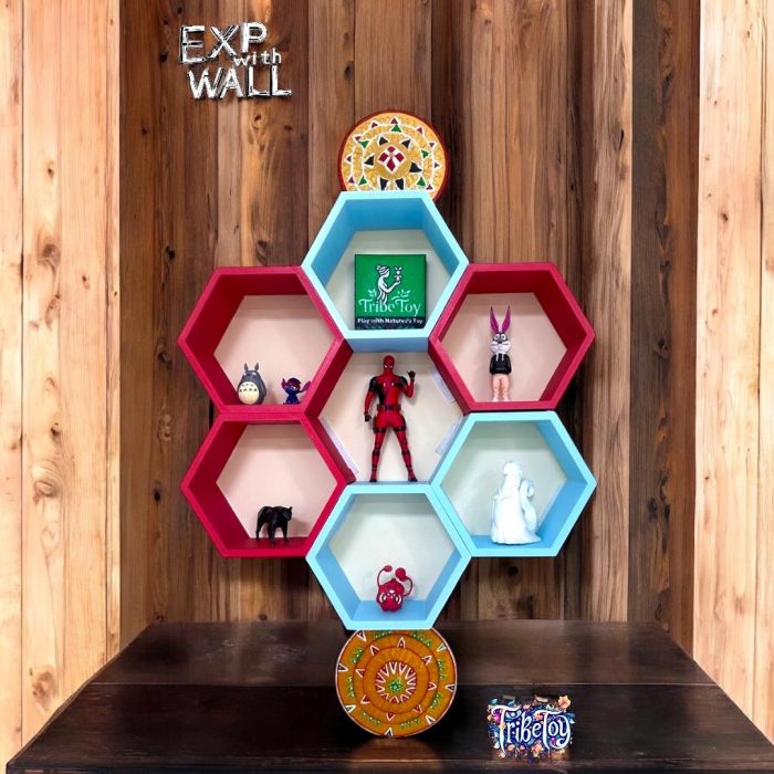 Assorted 6 Honeycomb Structure for Wall Decor (With Tiny Toys)